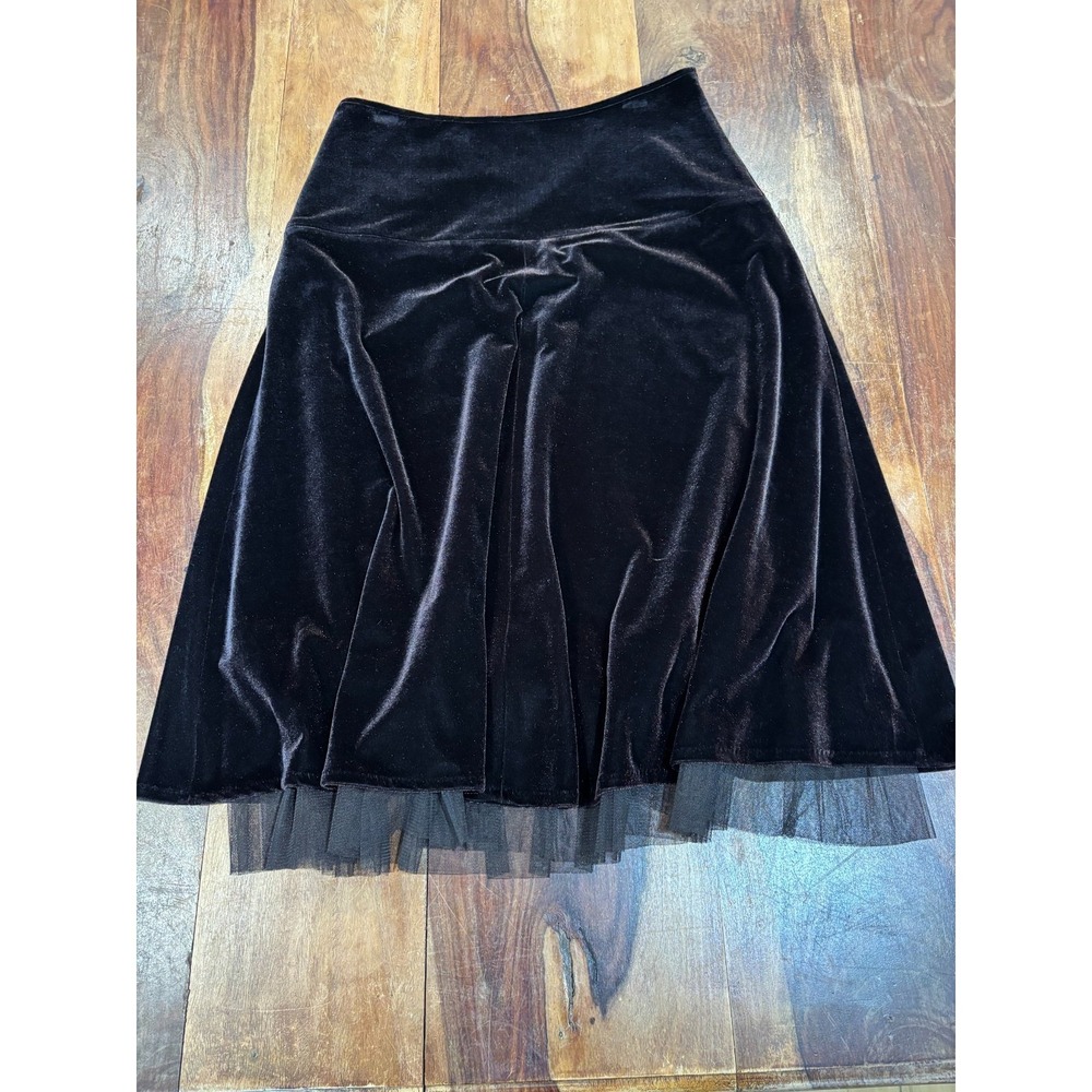 NWOT‎ Danier brown velvet wide waistband midi skirt crinoline lined womens' sz 4